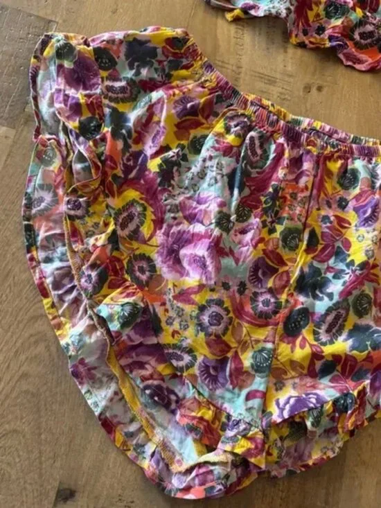 Anthropologie Floral Ruffle Loungewear Sleepwear Set - Size XS - Picture 5 of 6